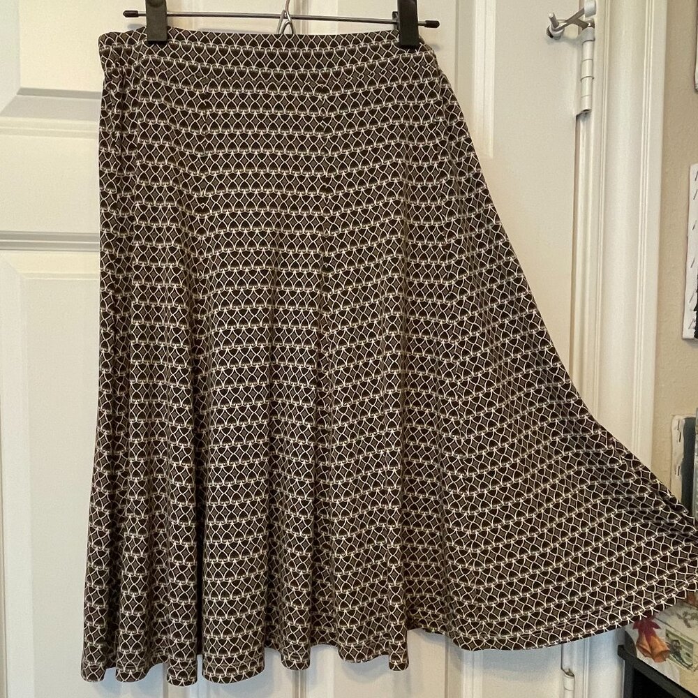 Grace Elements Brown/White Patterned Swingy Skirt… - image 1